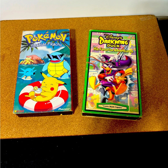 VCR Tapes Cartoon Pokemon Seaside Pikachu Darkwing Duck Fav. Adventures Vintage - Picture 1 of 5